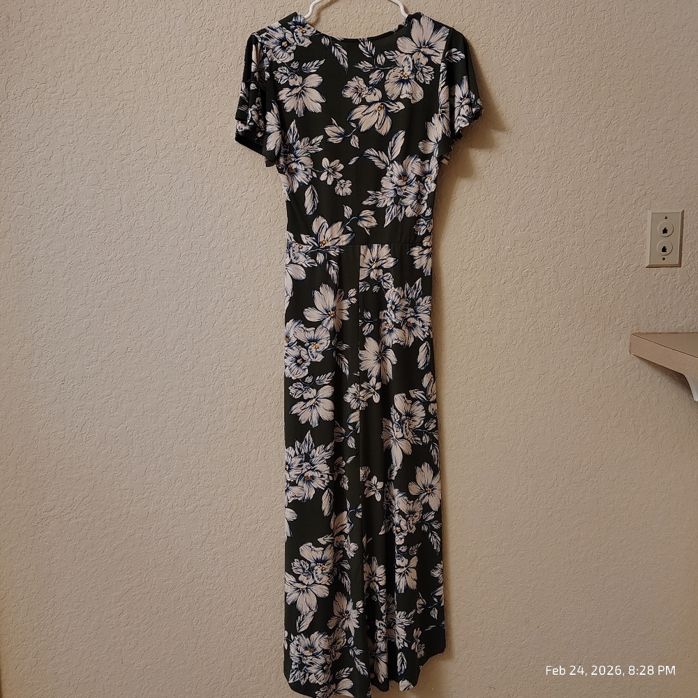 Fortune + Ivy Womens Size L Irene Faux Wrap Hi-Lo GREEN Floral Print Maxi Dress - Picture 7 of 7